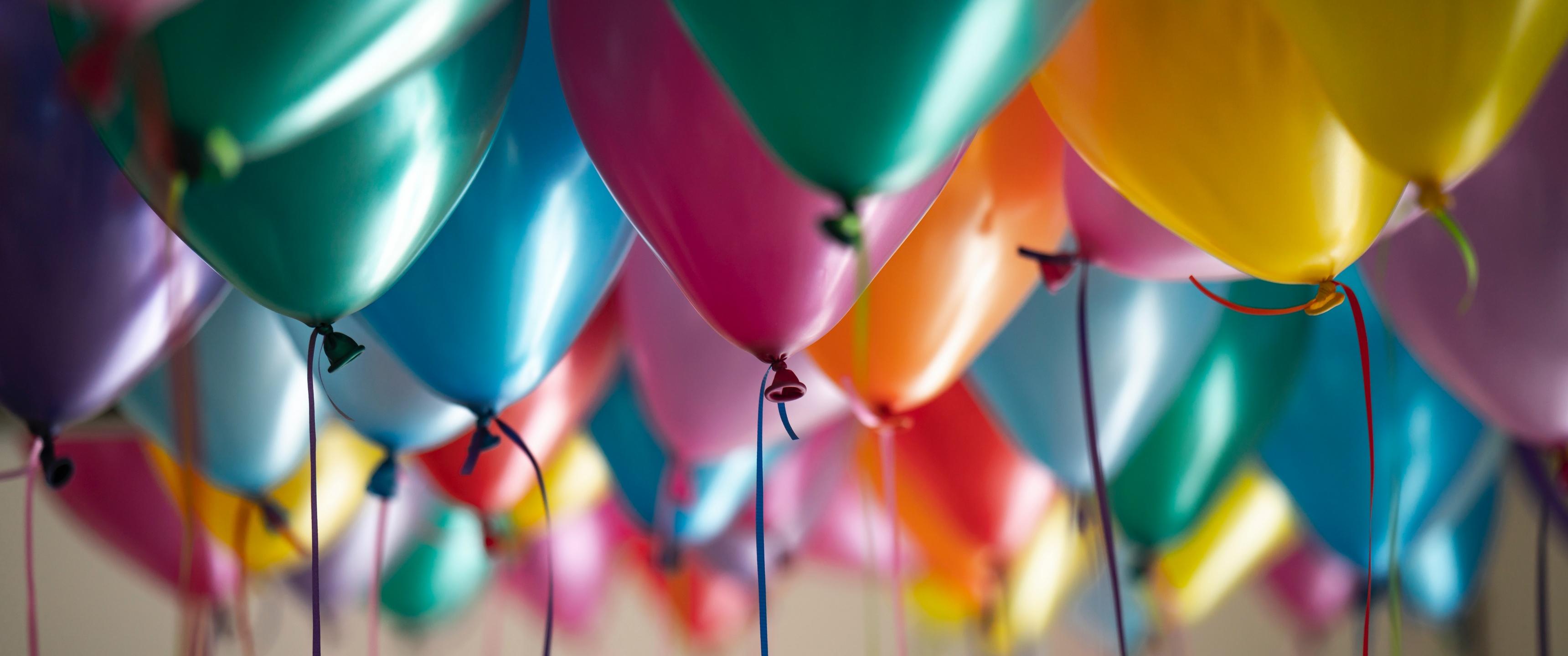 Birthday Balloons Wallpaper Background 3440x1440
