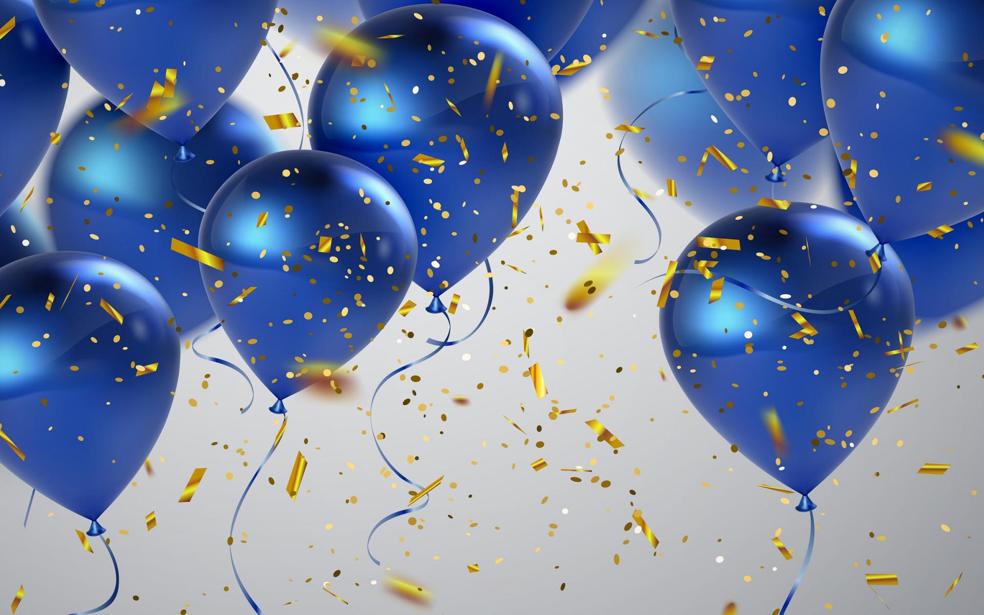 Gold And Blue Balloons Wallpaper 1920x1200