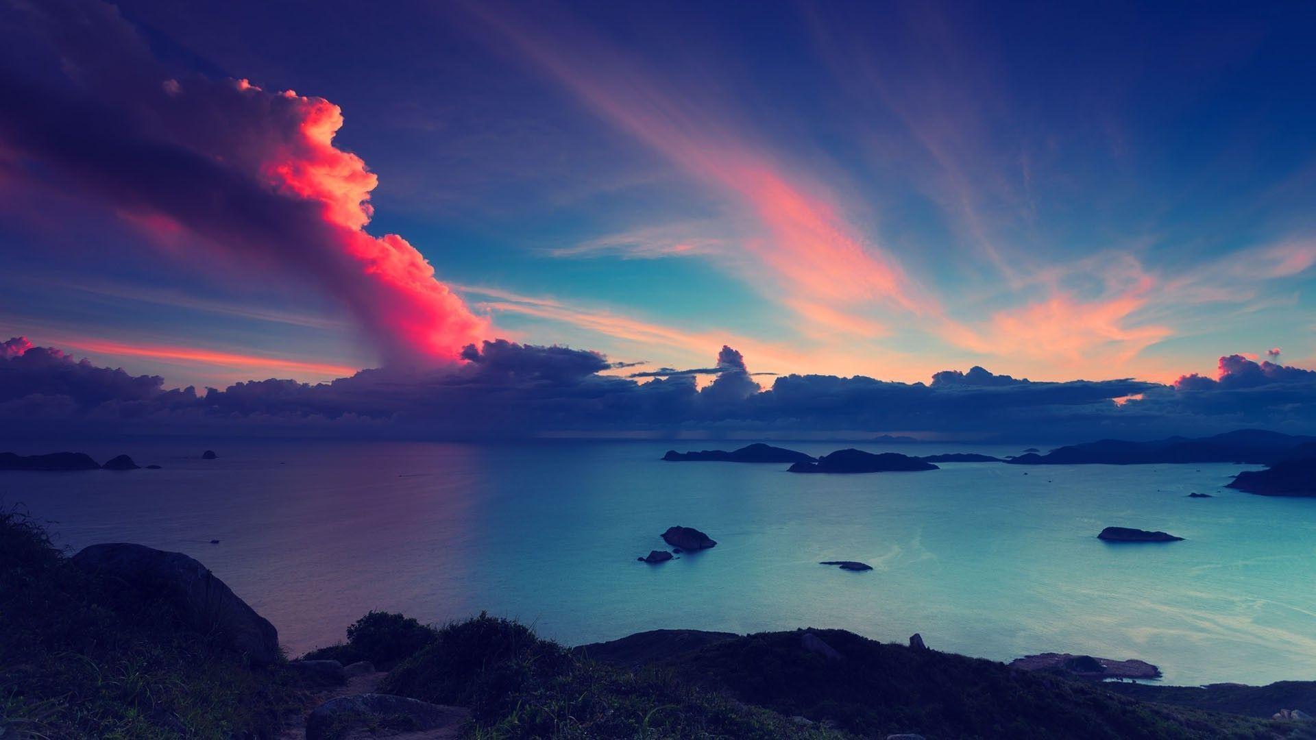 Dusk Mountain Stair Wallpaper 1920x1080