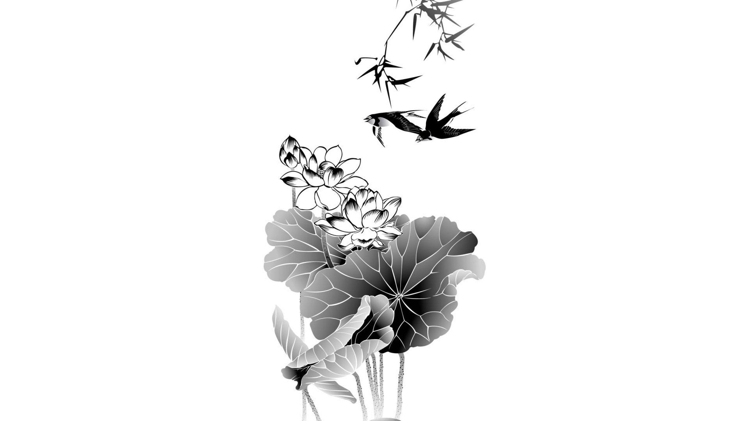 Ink Wallpaper Wall Black White Sun Hand Palm 2560x1440