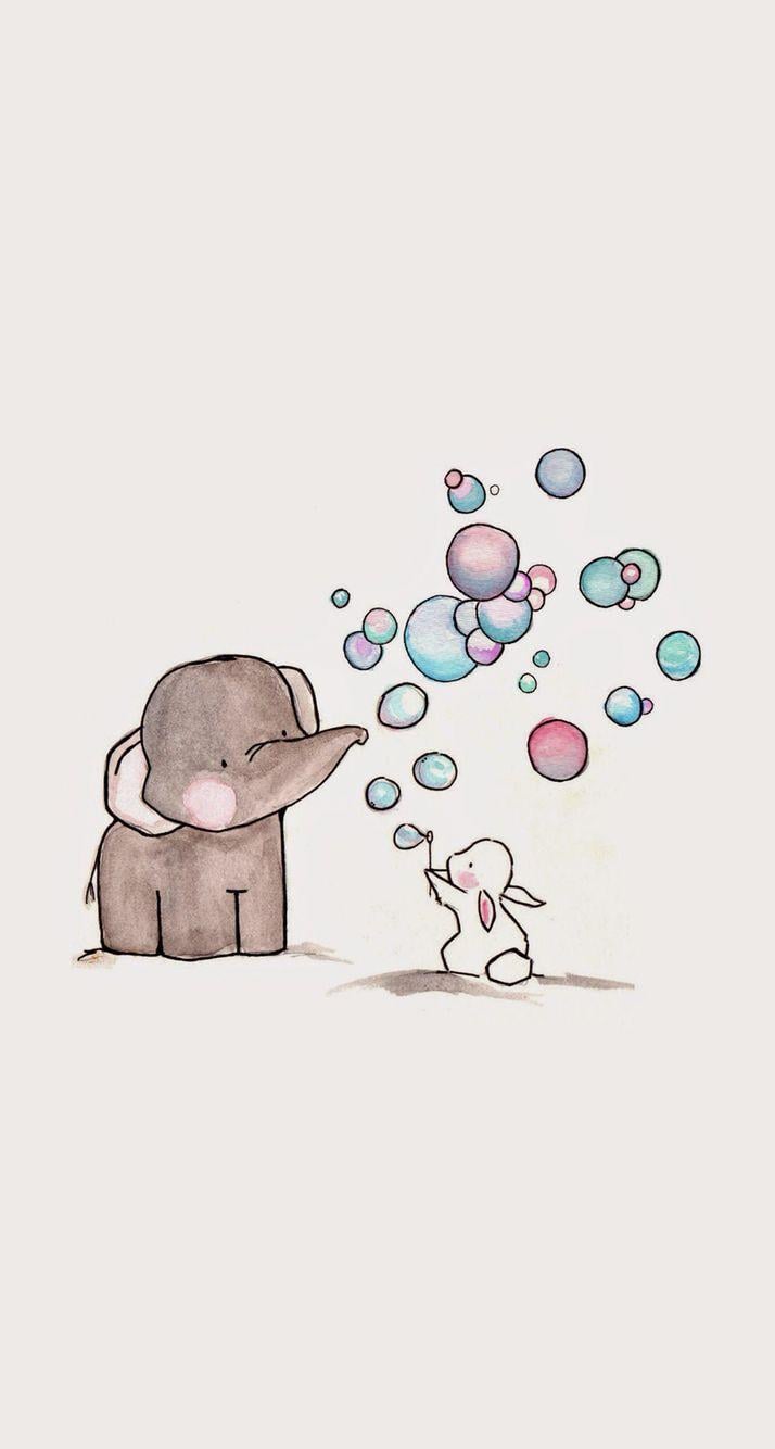Baby Elephant Cartoon Wallpaper 714x1334