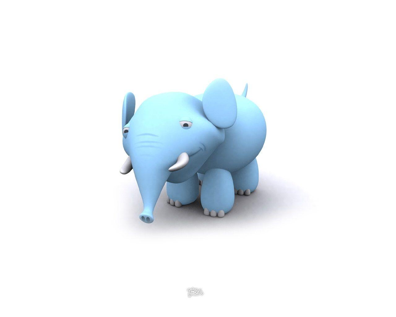 Elephant Cute Cartoon Wallpaper 1280x1024