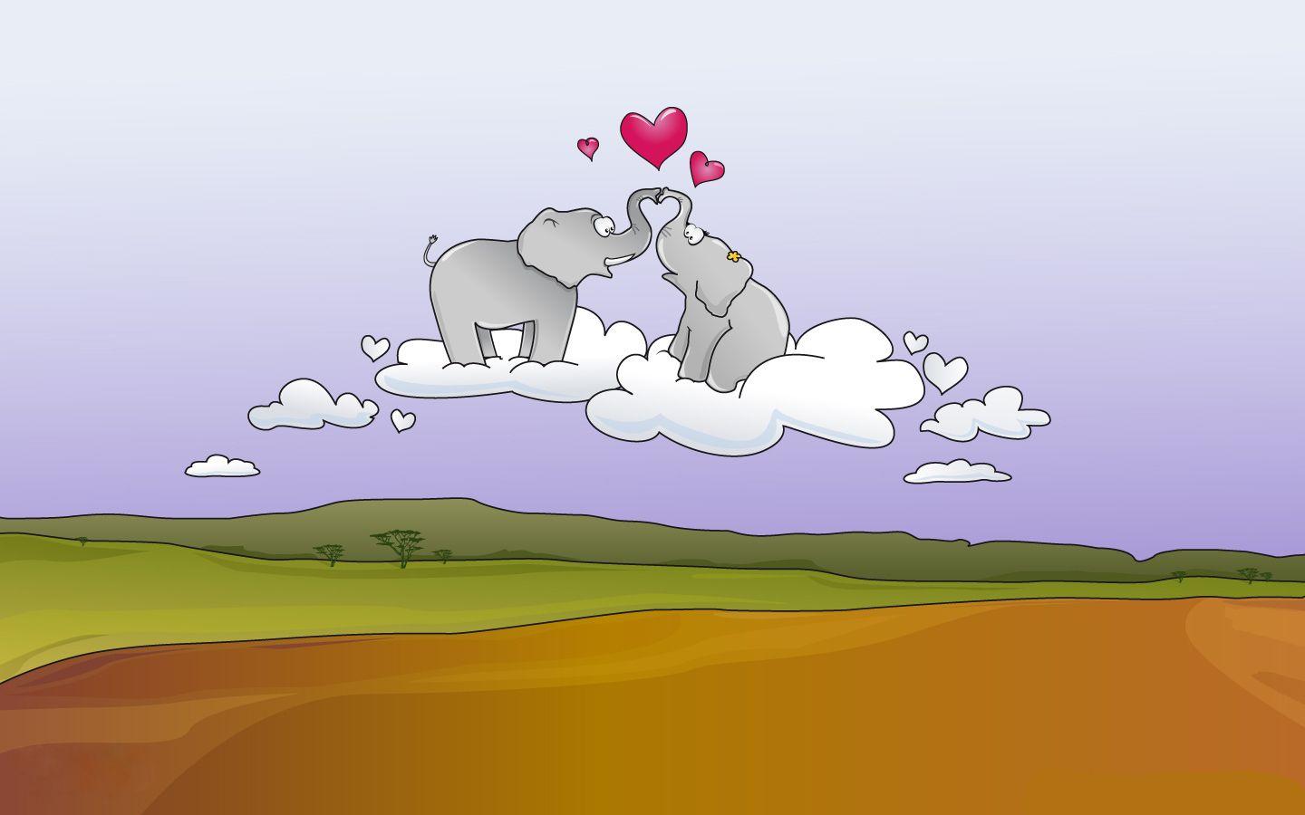 Elephants Cartoons Wallpaper 1440x900