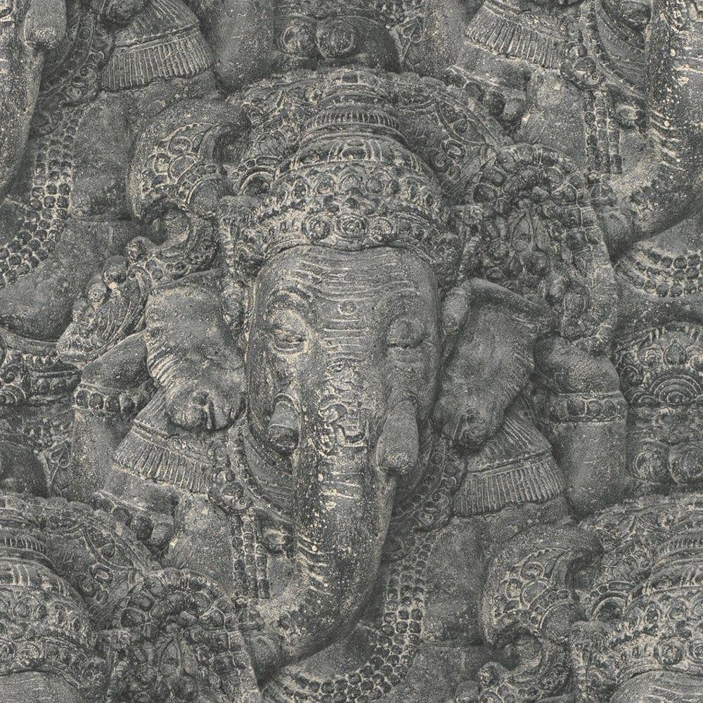 Cement Elephant Print Wallpaper 1000x1000