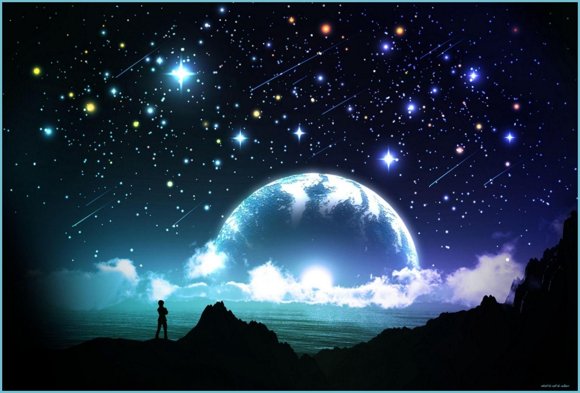 Lovers Looking At Night Sky With Stars Wallpaper 1862x1263