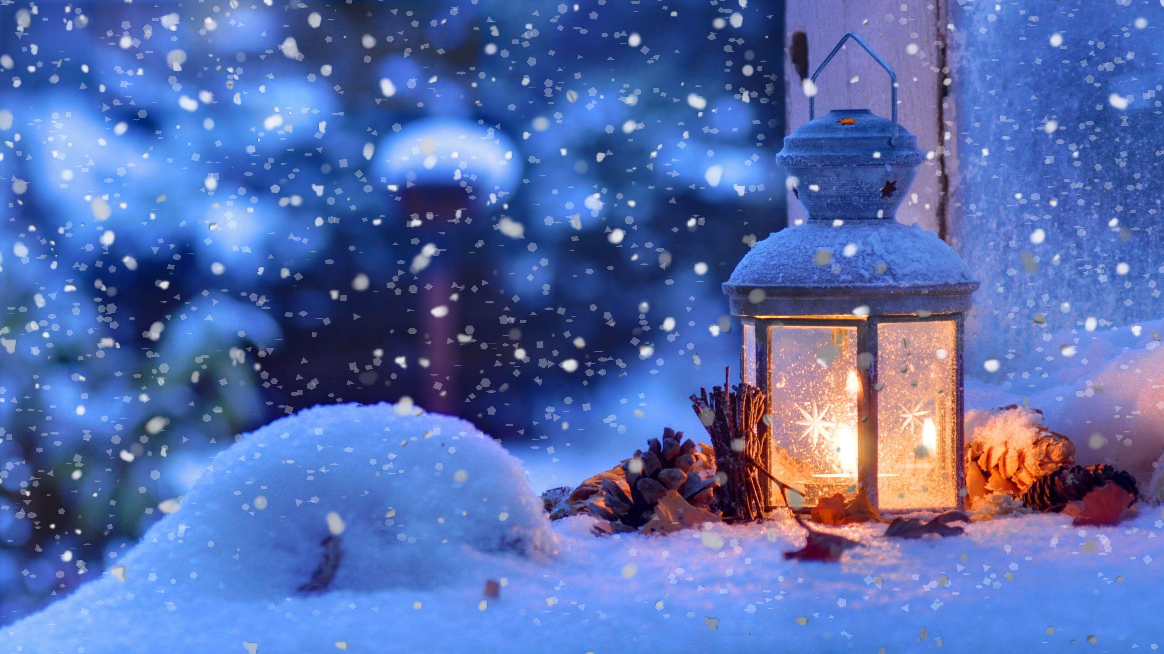 Snowy Christmas Warm Wallpaper 3840x2160