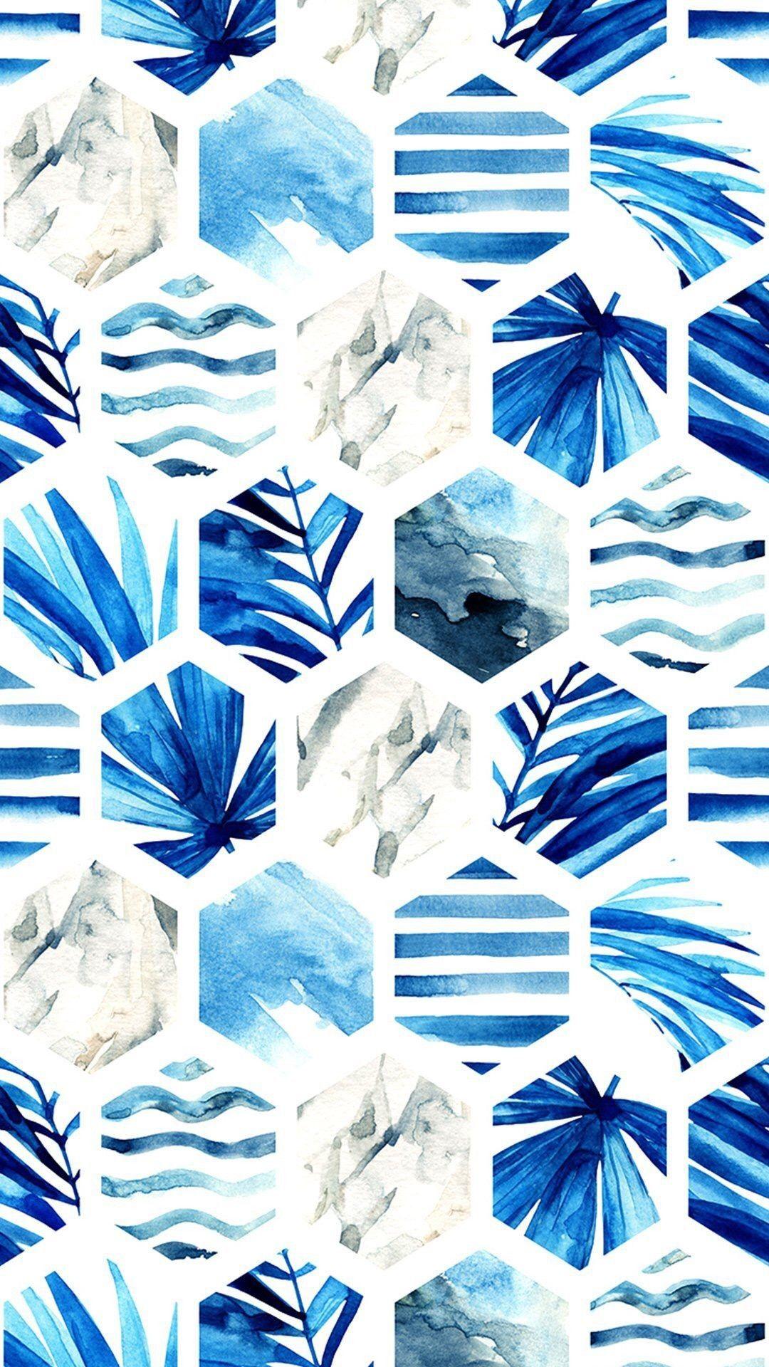 Blue Palm Watercolor Wallpaper 1080x1920