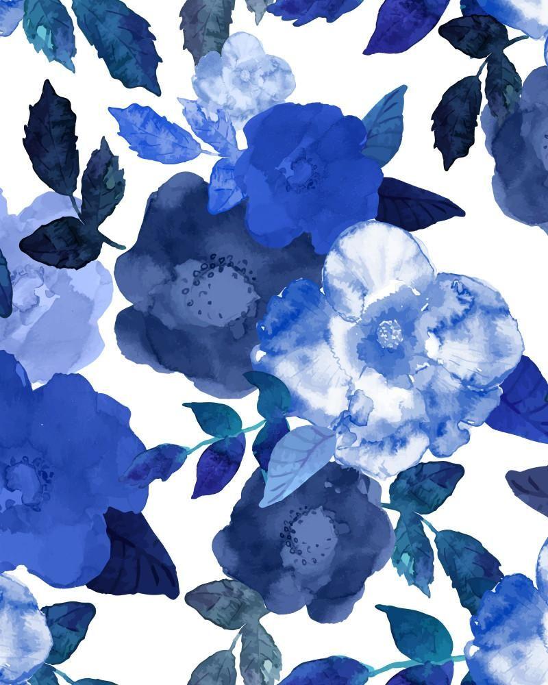 Blue Watercolor Floral Wallpaper 800x1000