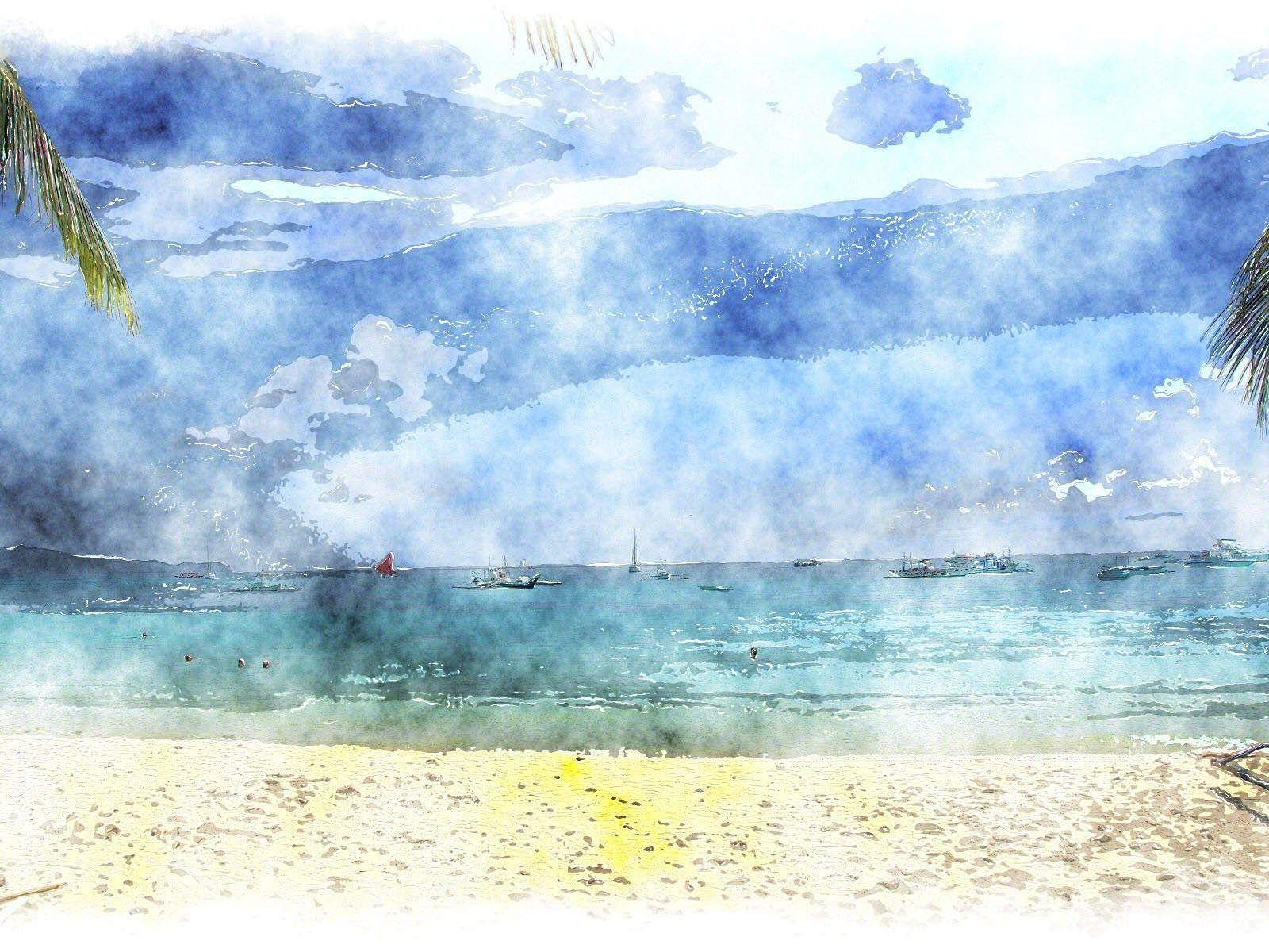Free Blue Watercolor Wallpaper 1600x1200