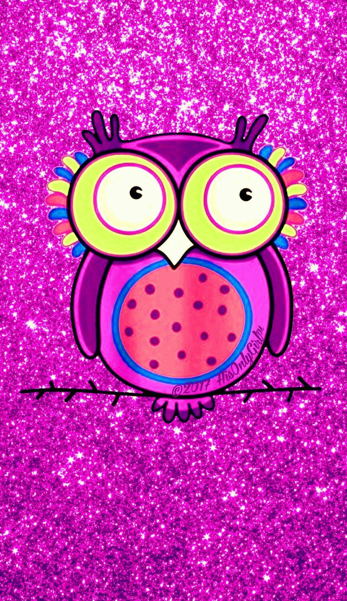 Cute Pink N Purple Owl Sparkle Glitter Wallpapers 1215x2107