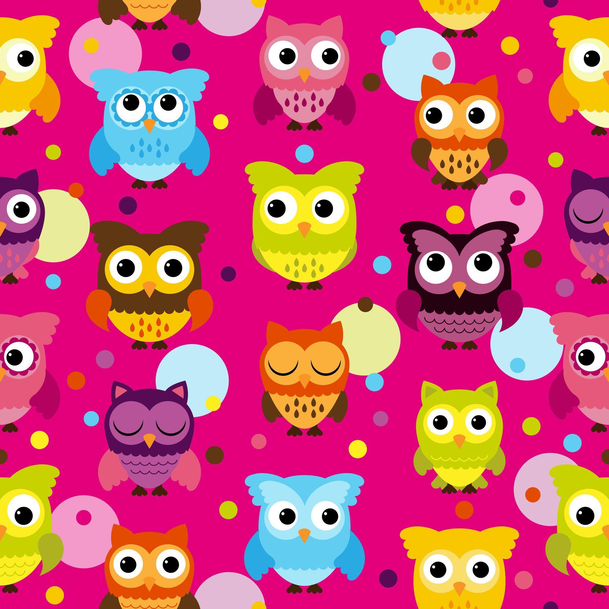 Owls Wallpaper Cartoon Pink 2048x2048