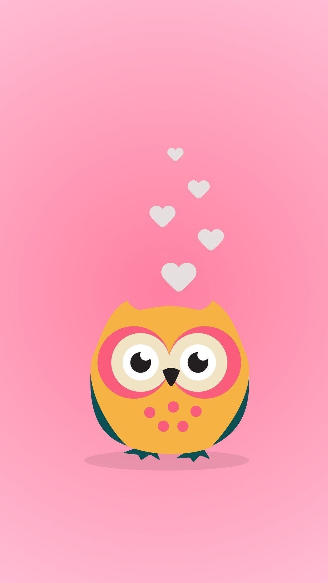 Wallpaper Owl Pink Cute 1080x1920