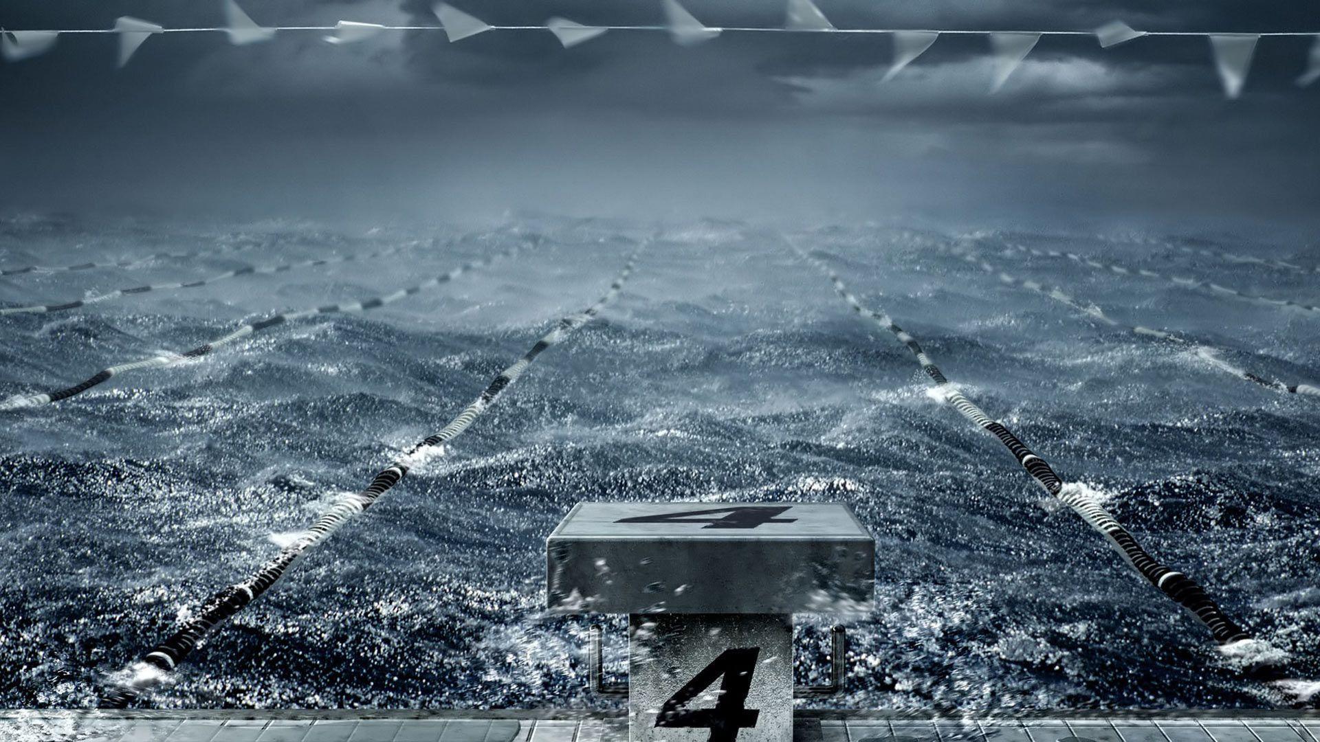 Winter Ocean Swimmer Free Wallpaper 1920x1080