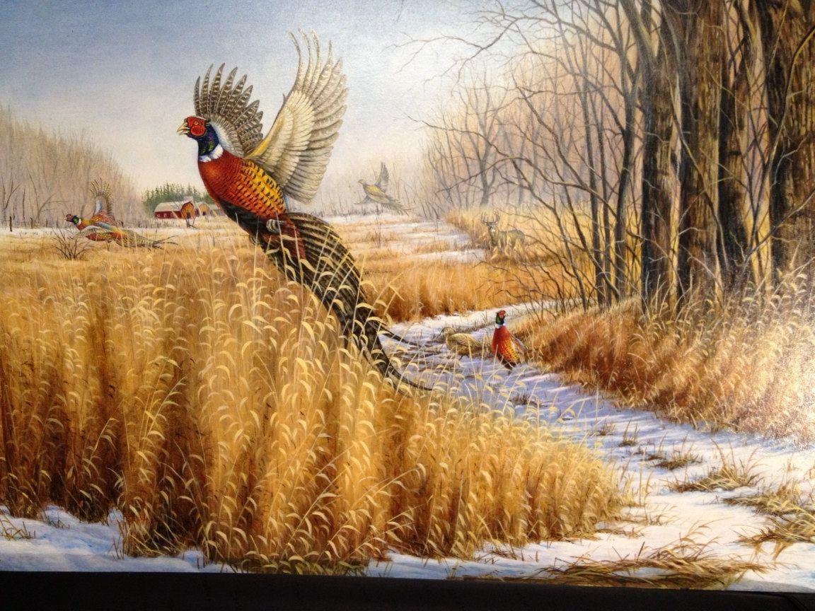 Hunting Pheasants Art Wallpaper 1152x864