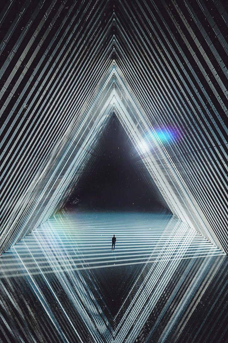 Black And Gray Prism Wallpaper 728x1092