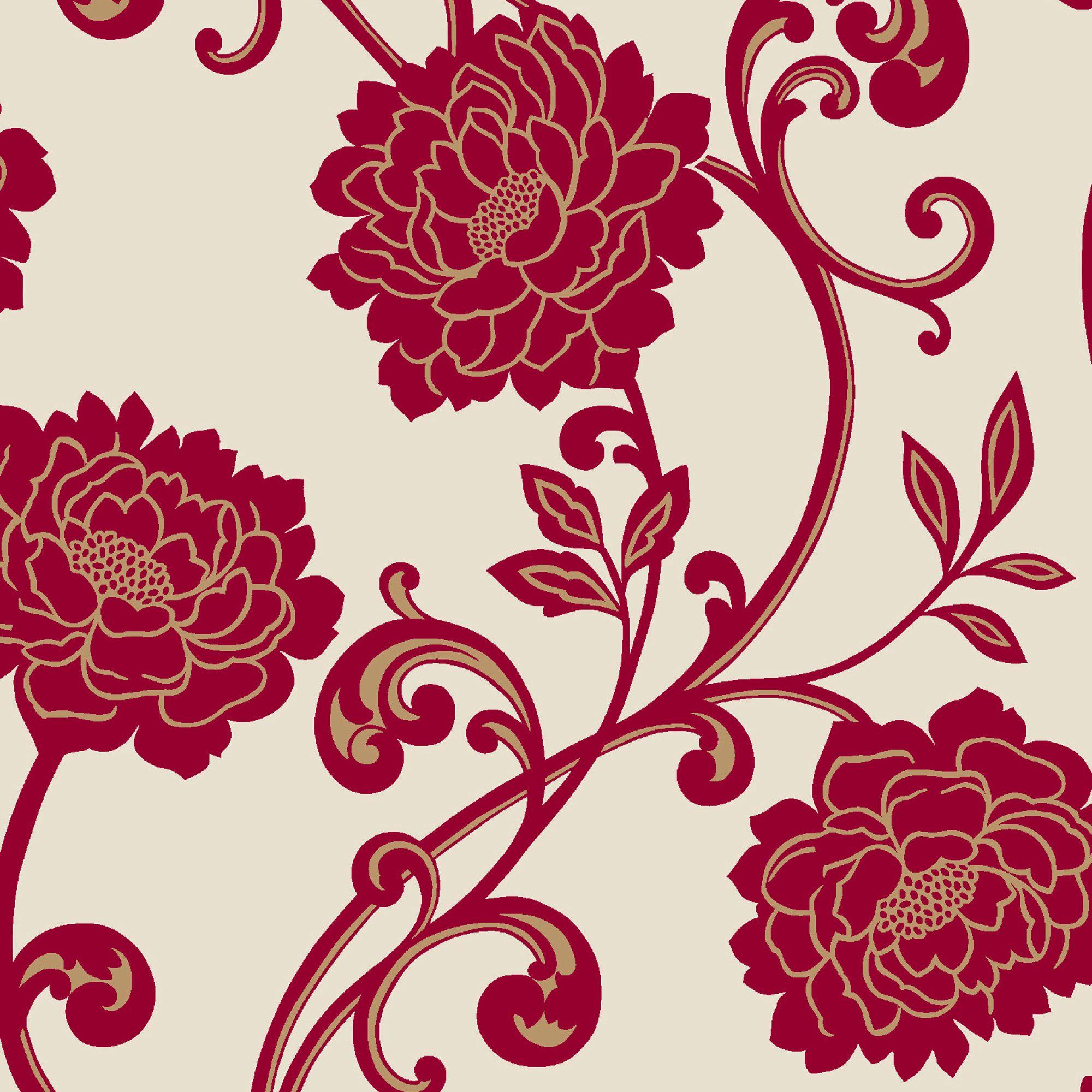 Modern Red Floral Wallpaper 2000x2000