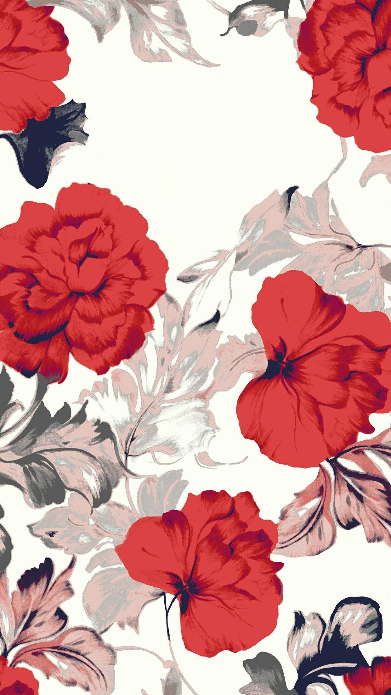 Red And White Floral Wallpaper 1242x2208