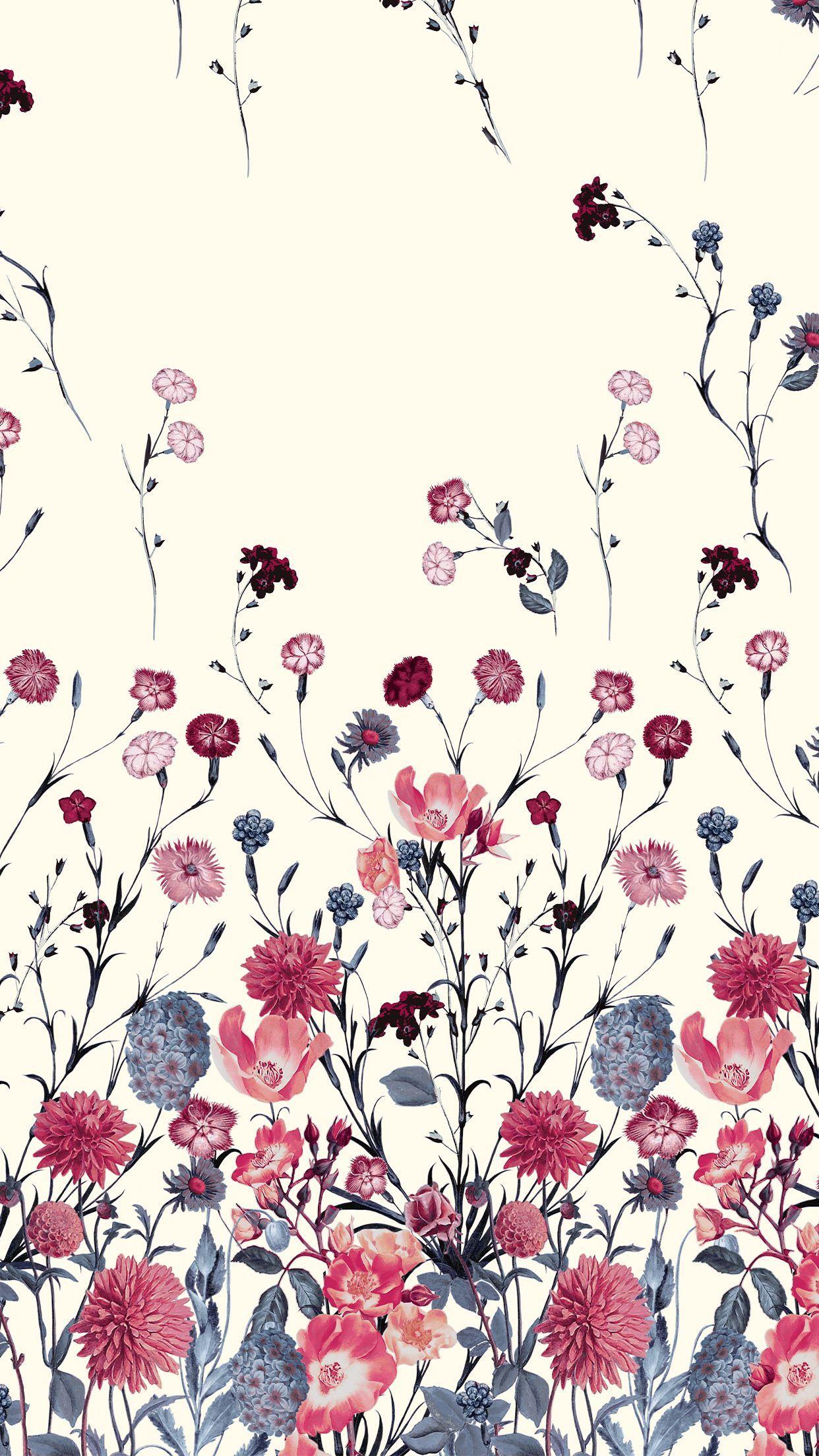 Red Floral Wallpaper Patterns 1242x2208