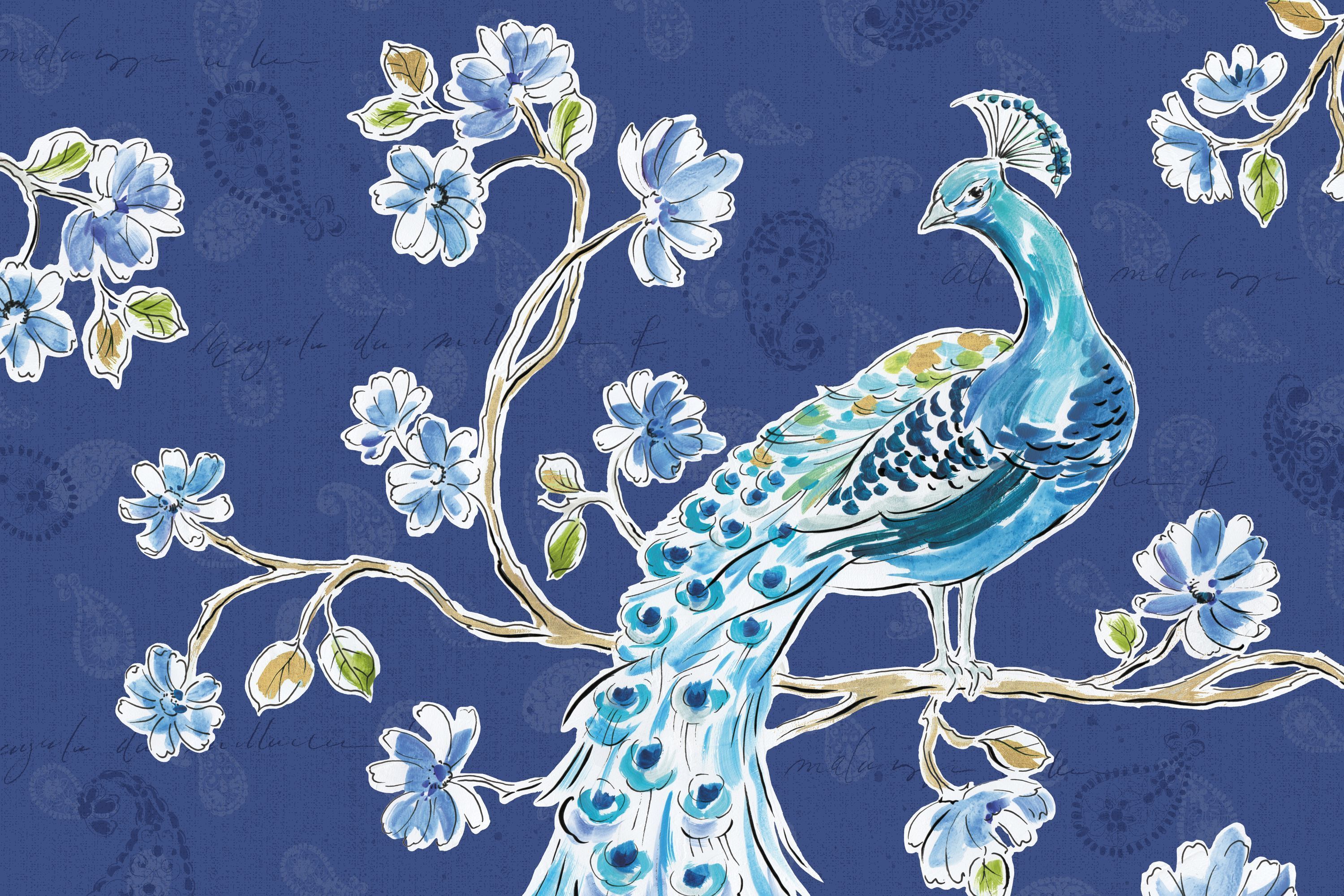 Blue Wallpaper With Peacock Feathers 3000x2000